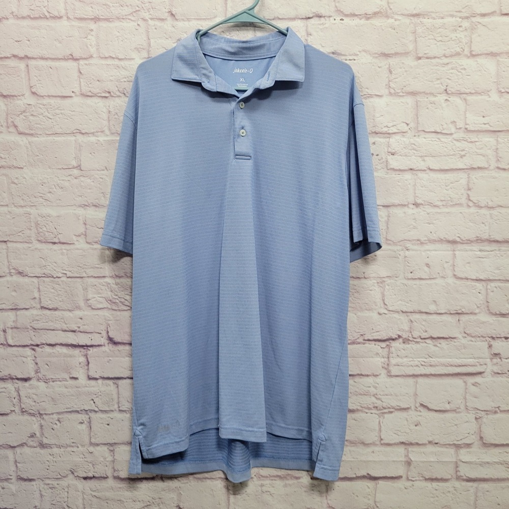 Johnnie-O Performance Polo Shirt Mens XL Blue Striped Golf Casual Preppy Coastal